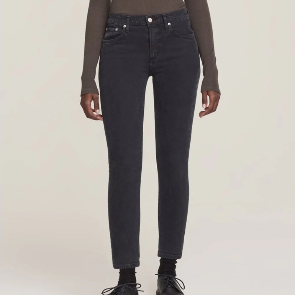 AGOLDE Toni Mid-Rise Slim Straight Jeans 26 Washed Black